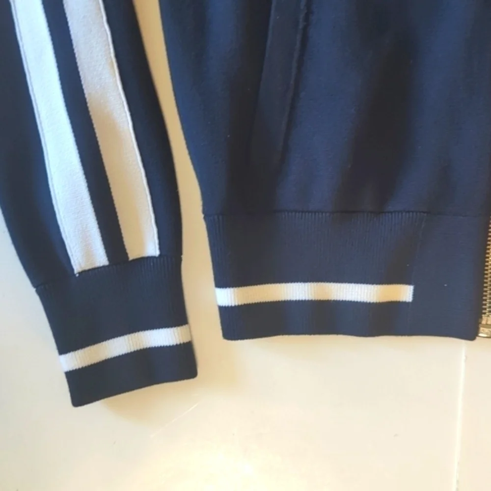 Banana Republic navy track  Jacket Zip Up Knit Jogger Activewear Preppy sz XS